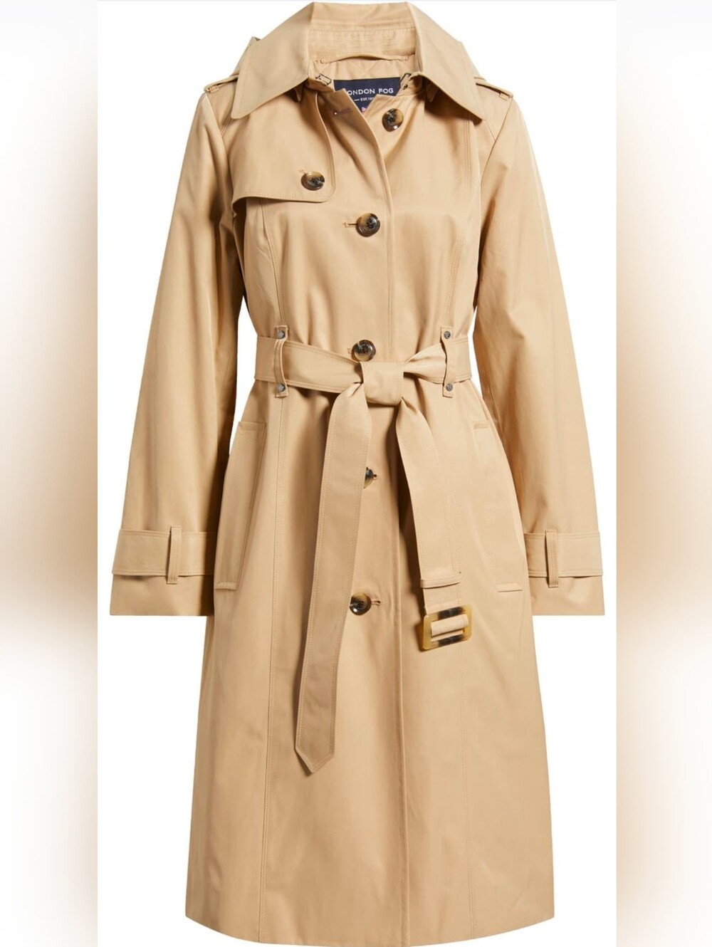 London Fog Beige Trench Coat with Waist Belt